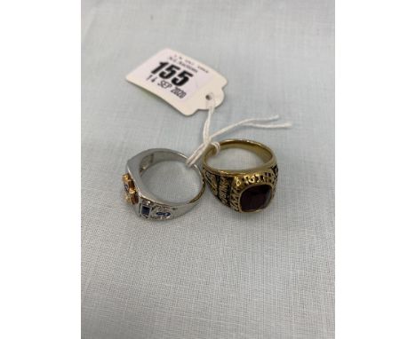 A Masonic gents ring and an American US marines silver gilt ring