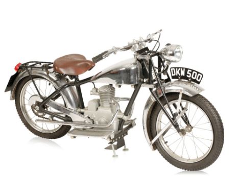 MINIATURE MERRY GO ROUND/CAROUSEL MOTORCYCLE in the form of a DKW 500 with chrome tank, guards handlebars and light, approx. 