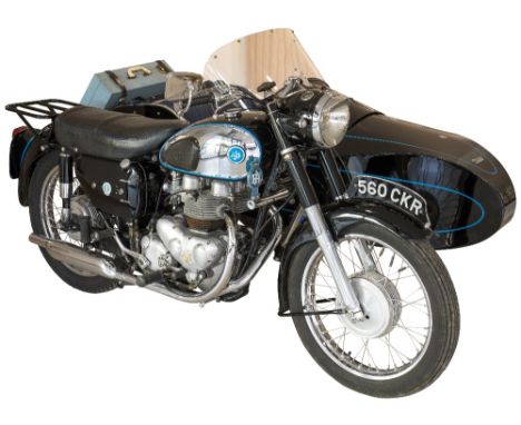 1958 AJS 500 TWIN MOTORCYCLE Registration no. 560CKR. Chassis no. 63821 Engine no. 51614 Black, with Watsonian sidecar, with 