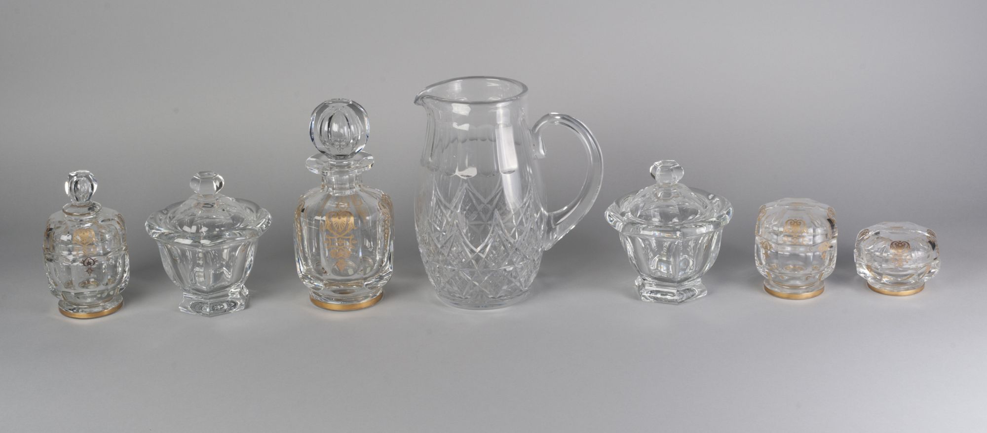 A pair of Baccarat plain conserve pots with lids, 20th century, with