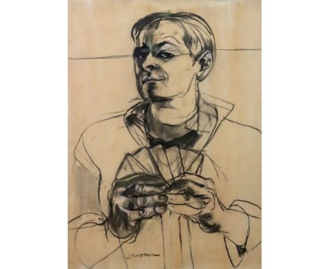 Jacqueline Morreau (American, 1929-2016), Self Portrait, signed 'J Morreau' (lower left), charcoal and pastel, 76 x 55cm.Illu