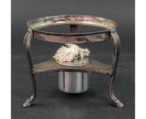 A George III silver lamp stand for a coffee jug, Paul Storr, London 1799, circular, on three reeded scrolled legs with hoof f