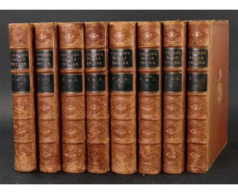 GIBBON (Edward) The History of The Decline and Fall of the Roman Empire, 8 volumes, 1887, with portrait and maps, gilt full b