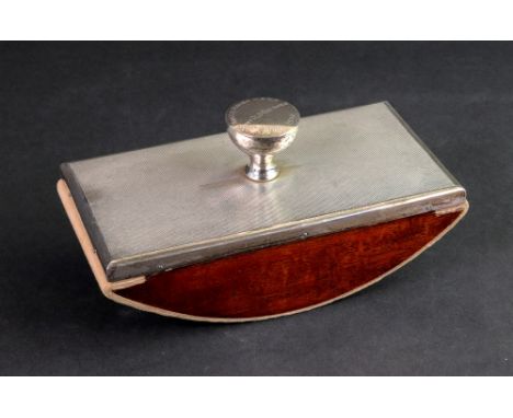 An Art Deco silver mounted engine turned rocker blotter, Mappin &amp; Webb, Birmingham 1937, 16 x 7.5cm, masonic inscription.