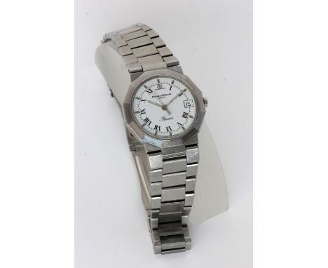 BAUME &amp; MERCIER HERRENARMBANDUHR"RIVIERA", Schweiz um 1985 Edelstahl. Quarzwerk mit zentraler Sekunde und Datum. Ref.: 53