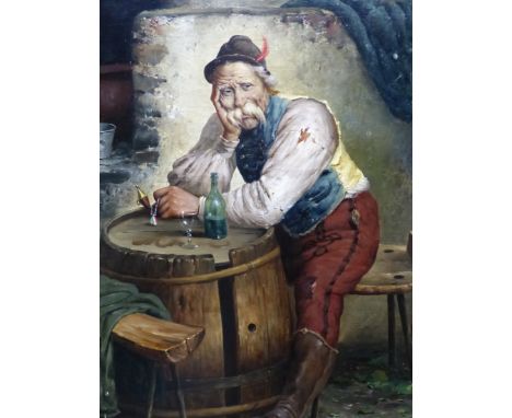 LATE 19th.C. CONTINENTAL SCHOOL. A GOOD VINTAGE, SIGNED INDISTINCTLY, OIL ON CANVAS. 54 x 33cms