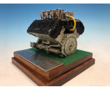 A 1977 PRESENTATION MODEL OF A FORD COSWORTH FORMULA 1 ENGINE BY KEITH DUCKWORTH, THE FULL SIZED ENGINE HAD ACHIEVED 100 WORL