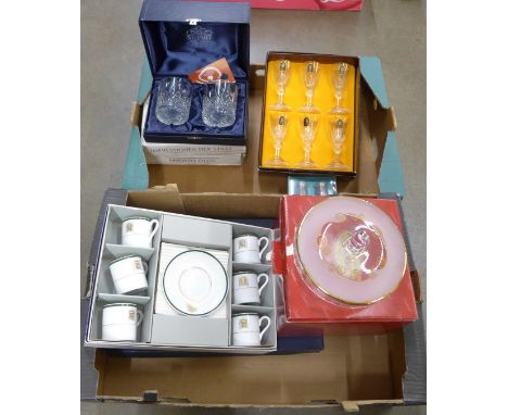 A Wedgwood coffee set, a Goebel glass lidded pot, other crystal, etc. **PLEASE NOTE THIS LOT IS NOT ELIGIBLE FOR POSTING AND 