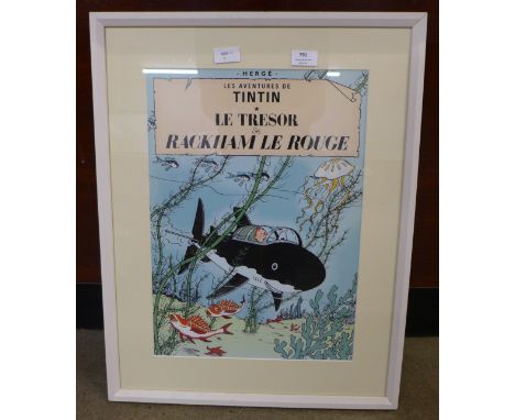 A Tin Tin framed print, Le Tresor de Rackham Le Rouge 