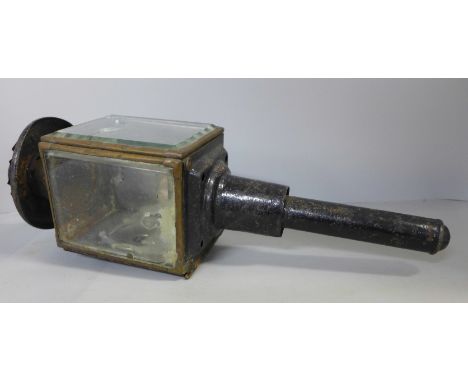 A carriage lamp, one pane of glass a/f 
