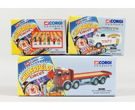 CORGI CHIPPERFIELDS CIRCUS SET OF THREE, Advance Booking Van, ERF 8 Wheel Truck and Set of 6 Figures (3). RRP: £45.