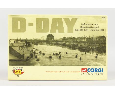 A CORGI CLASSIC D-DAY 50TH ANNIVERSARY SET OPERATION OVERLORD JUNE 6TH 1944-JUNE 6TH 1994, FOUR PIECE SET, Double Deck Tram, 