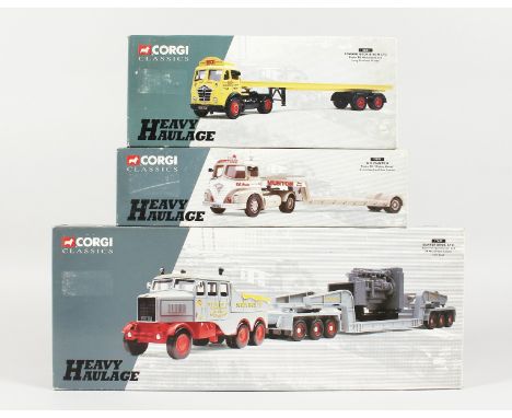 SET OF THREE CORGI CLASSICS HEAVY HAULAGE VEHICLES, 1.50 SCALE, Scammell Constructor and 24-Wheel Loader, Foden S21 and Foden