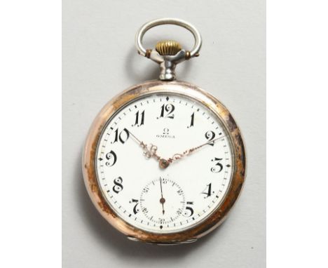 AN OMEGA ENGINE TURNED POCKET WATCH, No. 573938.