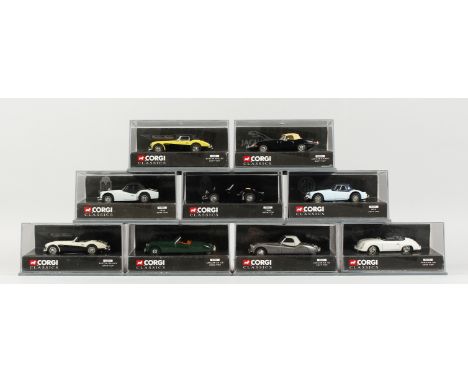 CORGI COLLECTION OF NINE BRITISH CLASSIC CARS. RRP: £10 each.