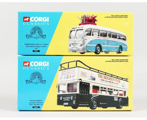 TWO CORGI CLASSIC BUSES, Brighton Tour and Burnley Champions. RRP: £20 each.