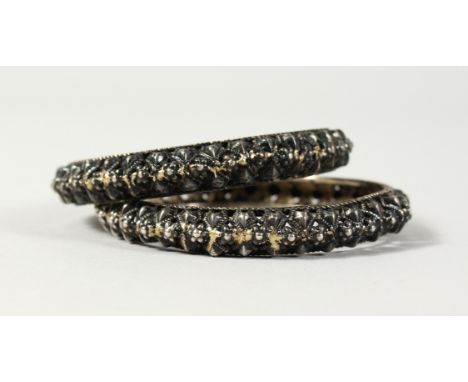 TWO ISLAMIC SILVER METAL BANGLES.