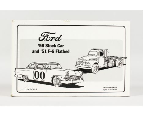 FIRST GEAR 1956 STOCK CAR and 1951 F6 FLATBED TRUCK, 1.34 SCALE. RRP: £60.