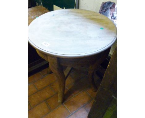 OAK OCCASIONAL TABLE. Heavy light oak four leg occasional table, D ~ 50cm