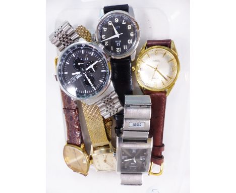 SIX WATCHES. Six vintage gents wristwatches including Avia , Rotary and Titus