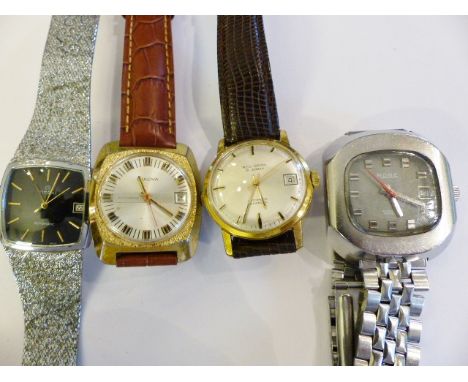 FIVE WRISTWATCHES. Five Automatic vintage gents wristwatches including Bulova