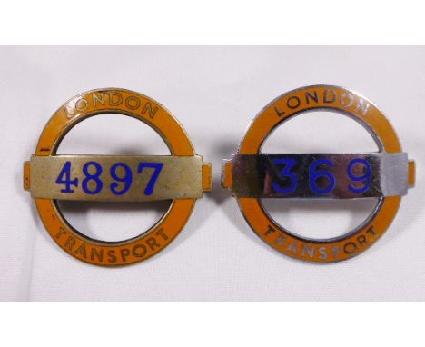 VINTAGE CAP BADGES. Two vintage London Transport enamel cap badges