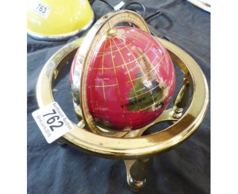 SMALL GLOBE. Small gem stone and brass modern globe H ~ 17cm