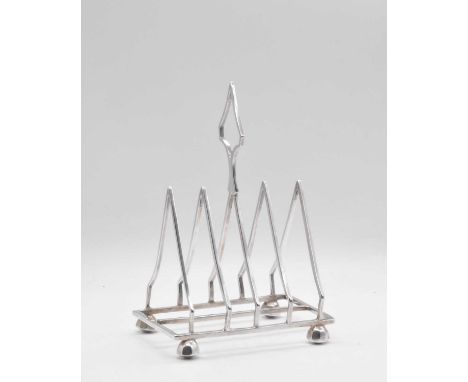 MAPPIN &amp; WEBB; a late Victorian hallmarked silver toast rack of unusual arched design, Sheffield 1895, length 11cm, appro