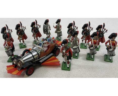 CORGI; an original Chitty Chitty Bang Bang car, together with a set of Britains pipes and drums of The Scottish Regiment.Cond