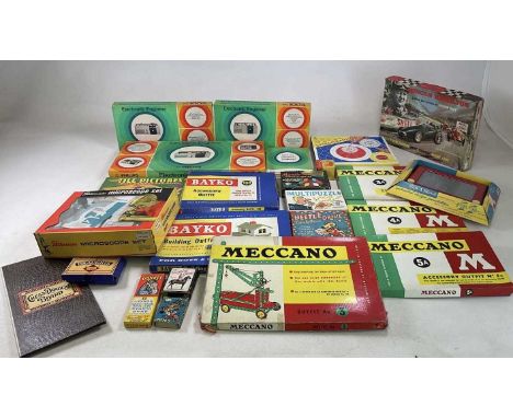 A quantity of vintage 1960s games, including Meccano and Bayko.