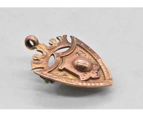 A 9ct yellow gold sporting medallion converted to a brooch, incribed '1925 Armley Park, Leeds, A. Binks', approx 5.3g.