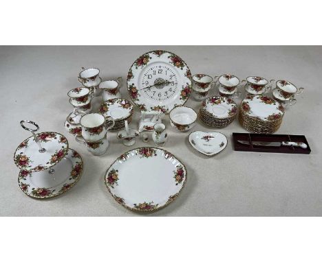 ROYAL ALBERT; a teaset and other items in 'Old Country Roses' pattern, to include twelve cups and saucers, twelve side plates
