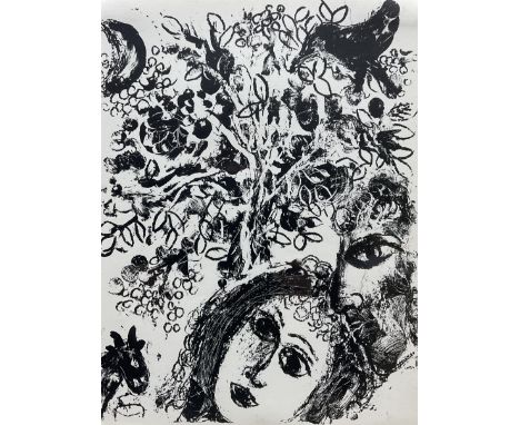 Marc Chagall (Belarusian/French 1887-1985): 'Couple Beside a Tree', lithograph unsigned, inscribed verso 32cm x 24cm 