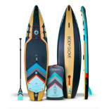 UNITS - BODY GLOVE PERFORMER 2023 11FT INFLATABLE PADDLE BOARD C/W PADDLE, AIR PUMP, & BAG -WOOD/HEM