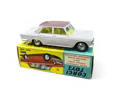 Corgi FIAT 2100 No. 232, pink with mauve roof, excellent (small residue mark to base) in good plus box, with lemon interior, 