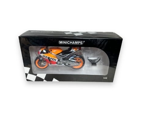 Minichamps 1/12th scale Honda RC213V 2014 M Marquez No. 122 141193, generally excellent in excellent window box including inn