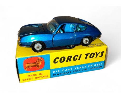 Corgi Lancia Fulvia Sport Zagato No. 332, metallic blue, mid blue interior, cast hubs and folded leaflet, excellent to good p