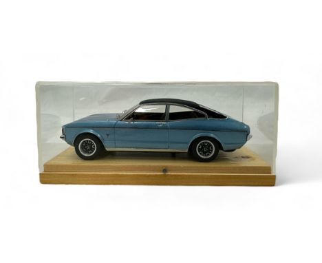 Robert Budig 1/43rd scale resin Ford Granada Mk.1 Coupe LHD metallic blue with black vinyl roof, generally excellent in excel