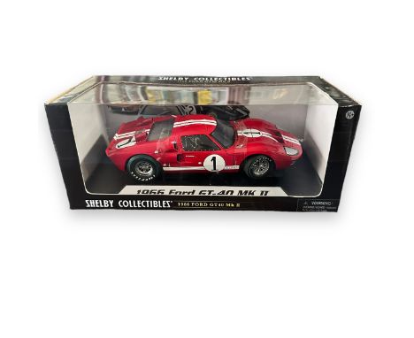 Shelby Collectibles 1/18th scale 1966 Ford GT-40 Mk. II, Official Ford licensed product, red with white stripes, race #1, gen