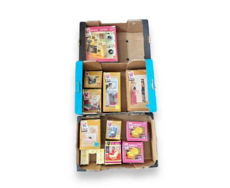 Pedigree Sindy collection, generally excellent to good plus in good plus boxes, with Hostess Trolley No. 44767, Writing Burea