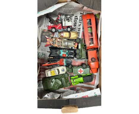 1960s onwards unboxed collection, with Corgi Chitty Chitty Bang Bang including figures (4), Batmobile with Bat cast hubs, Bat