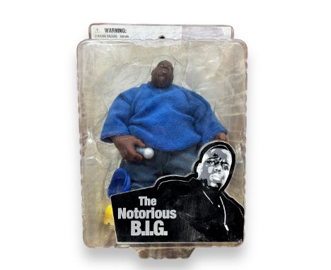 Mezco 2006 Notorious B.I.G No. 33400, wearing blue jumper, approx. H22cm/9" figure, generally excellent in good plastic clams