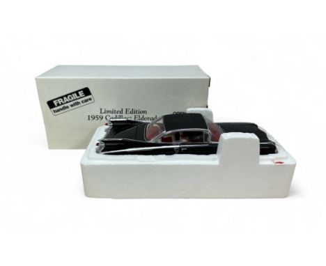 Danbury Mint 1/24th scale 1959 Cadillac Eldorado Seville black with black matt roof and red and cream interior, limited editi