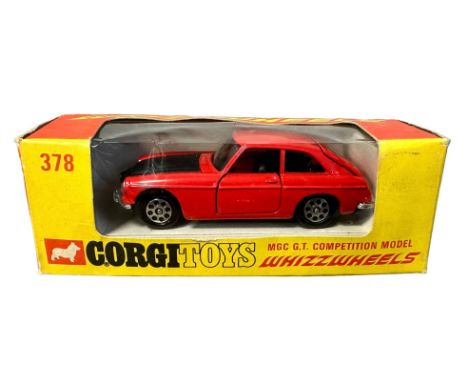 Corgi MGC GT Competition No. 378, generally excellent in excellent to good plus window box (light crushing to cellophane &amp