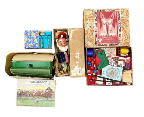 Miscellaneous collection, with Gamages "Gamagic" set No. 2, Pelham Puppets Big Ears (Type SL-moulded head) and Chad Valley Es