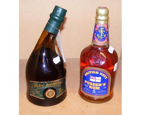 An Olde Brigand bottle of Barbados Rum (aged 10 years)  by R L Seale, together with a bottle of Pusser's Rum  