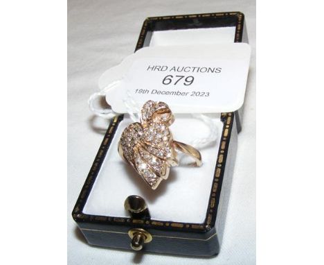 A gold dress ring set with approx. 50 diamonds CONDITION REPORTsize approx Q/R