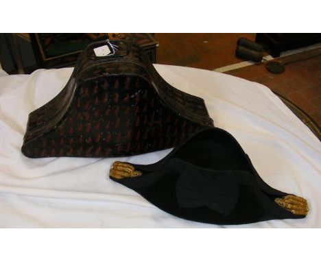 A Naval tricorn hat - contained in original tin inscribed 'R Valentine R.N' 