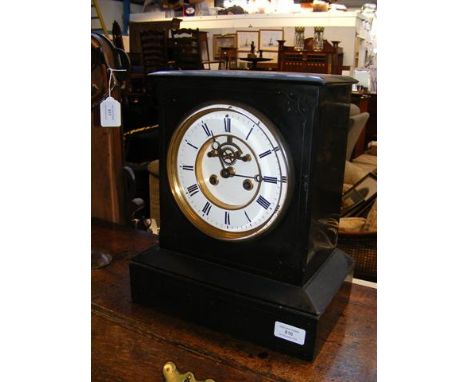 A Victorian eight day slate mantel clock 
