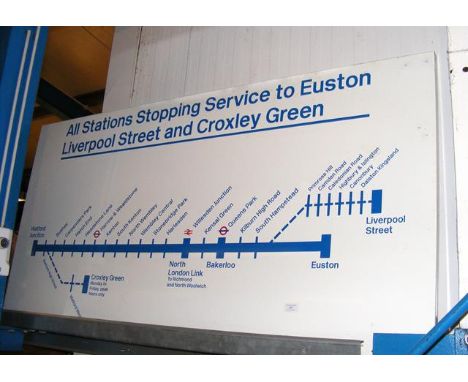 An enamel railway sign 'Euston to Watford Junction' - 145cm x 74cm 